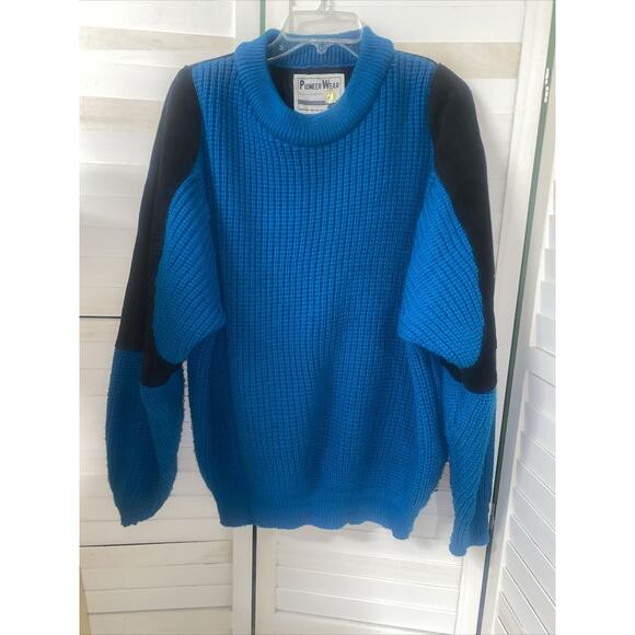 VTG 70s PIONEER WEAR Men’s Western, Aztec Sweater Turquoise Leather Large - Picture 7 of 10